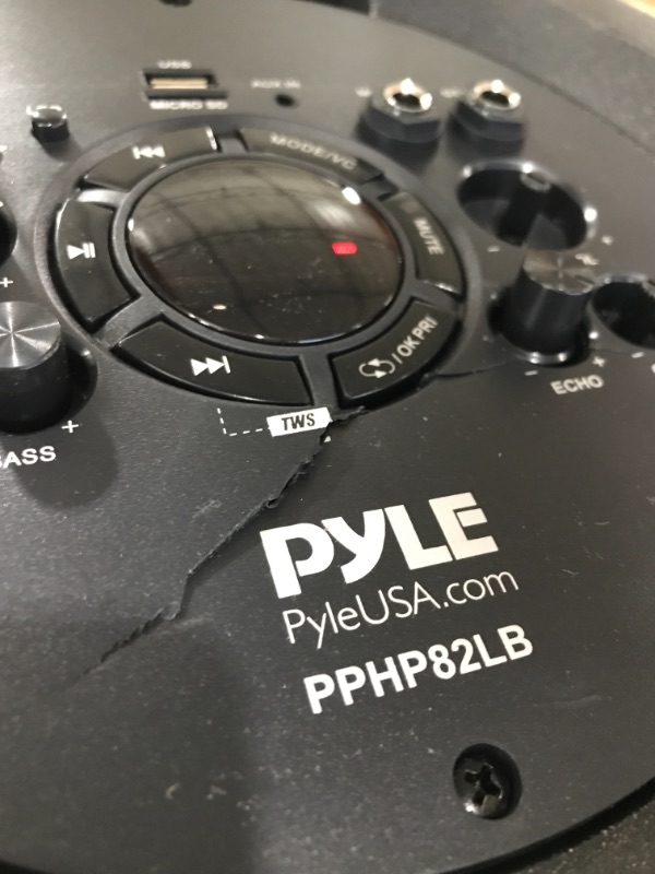 Photo 1 of Portable Bluetooth PA Speaker System - 1000W Outdoor Bluetooth Speaker Portable PA System w/TWS, Recorder, Microphone in, Party Lights, USB SD Card Reader, FM Radio, Rolling Wheels - Pyle PPHP82LB
