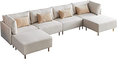 Photo 1 of 143'' Linen U-Shaped Sectional Sofa (INCOMPLETE SET)