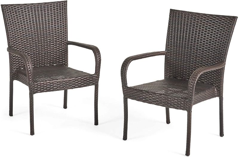 Photo 1 of Christopher Knight Home CKH Outdoor Wicker Stackable Club Chairs, 2-Pcs Set, Multibrown