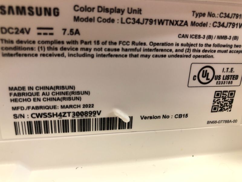 Photo 5 of SAMSUNG J791 Series 34-Inch Ultrawide QHD (3440x1440) Computer Monitor, 100Hz, Thunderbolt 3 Daisy Chain, QLED, HDMI, USB Hub, Height Adjustable Stand (LC34J791WTNXZA), White