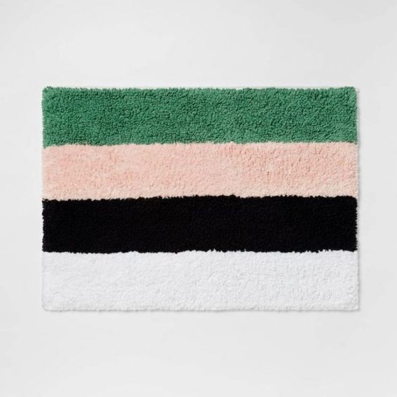 Photo 1 of 17"x24" Colorblock Striped Cotton Bath Rug - Room Essentials
