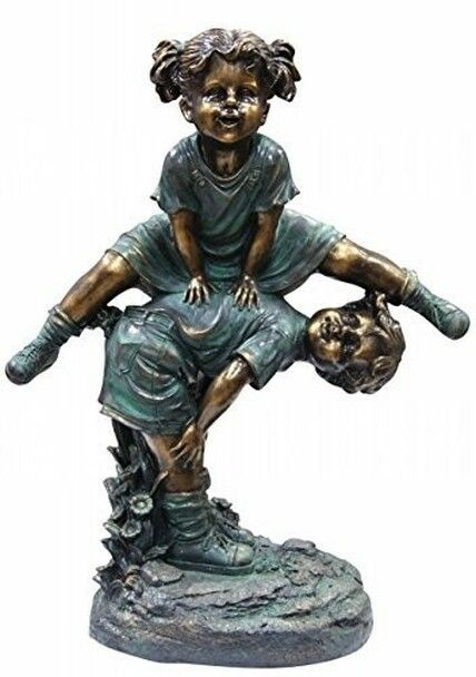 Photo 1 of Alpine Girl Jumping Over Boy Garden Statue
