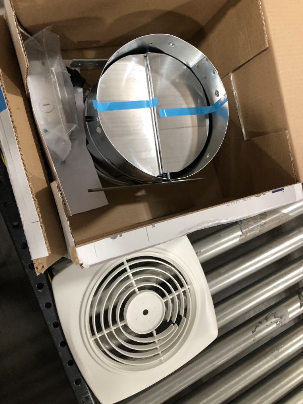 Photo 3 of Broan-NuTone 505 Exhaust Fan, White Vertical Discharge Ceiling Ventilation Fan, 8.5 Sones, 200 CFM, 8"
