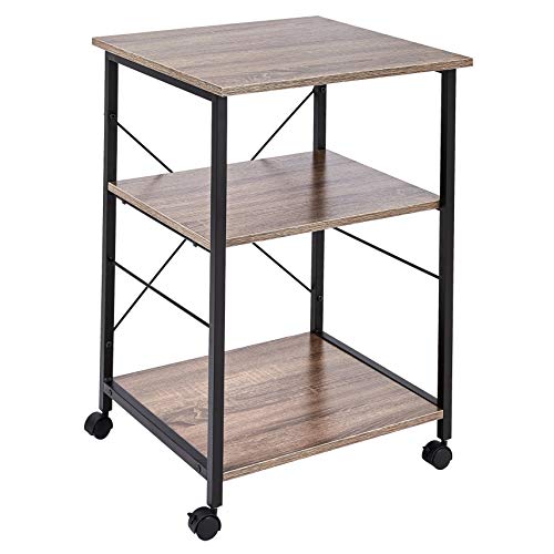 Photo 1 of Amazon Basics Multipurpose Rolling Cart, Desk Extender, Espresso (B08DW41H2G)