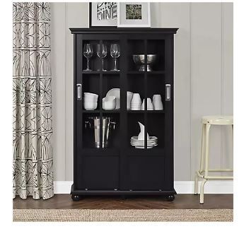 Photo 1 of Ameriwood Home Aaron Lane Bookcase with Sliding Glass Doors - Black
