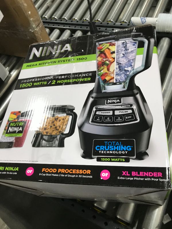 Photo 5 of Ninja BL770 Mega Kitchen System, 1500W, 4 Functions for Smoothies, Processing, Dough, Drinks & More, with 72-oz.* Blender Pitcher, 64-oz. Processor Bowl, (2) 16-oz. To-Go Cups & (2) Lids, Black
