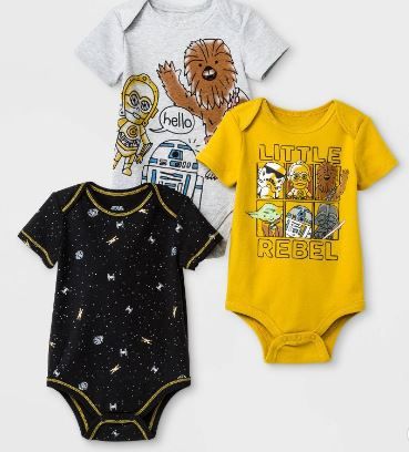 Photo 1 of Baby Boys' 3pk Star Wars Bodysuit - 3-6M, Black/Gray/Yellow
