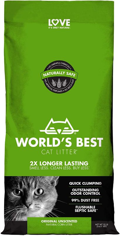 Photo 1 of WORLD'S BEST CAT LITTER Original Unscented, 32-Pounds
