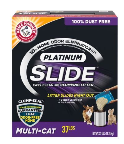 Photo 1 of Arm Hammer Platinum SLIDE Easy Clean, Clumping Litter, Multi-Cat, 37 lbs
