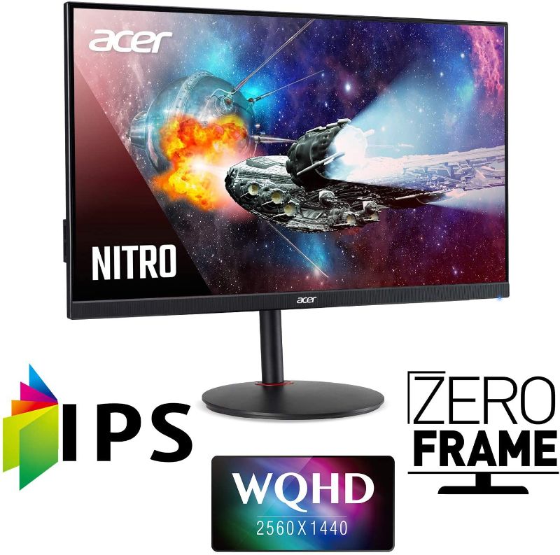 Photo 1 of Acer Nitro XV272U Pbmiiprzx 27" WQHD (2560 x 1440) IPS G-SYNC Compatible Monitor, 144Hz, 1ms VRB, VESA Certified DisplayHDR400, DCI-P3, Delta E<2
