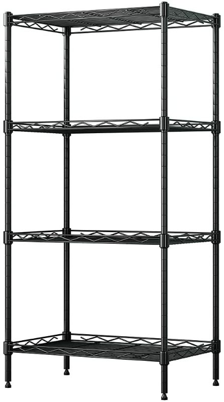 Photo 1 of 4-Shelf Adjustable,Metal Storage Rack,Steel Organizer Wire Rack,Adjustable Organizer Perfect for Pantry Laundry Bathroom Kitchen Closet,Organization,Black,(17.7L x 11.8W x 35.4H) inches
