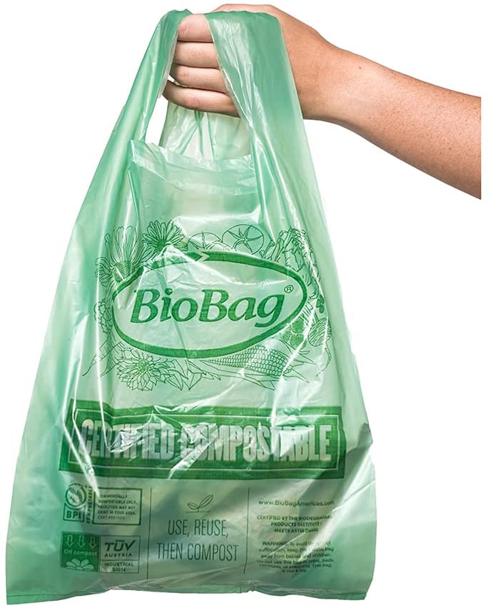 Photo 1 of BioBag (USA) 100% Certified Compostable Shopping Bags, 12 lb Capacity, 500 Count, Standard Size Shopper, Great for On The Go, Farmers Markets, Grocery Stores, Restaurants
