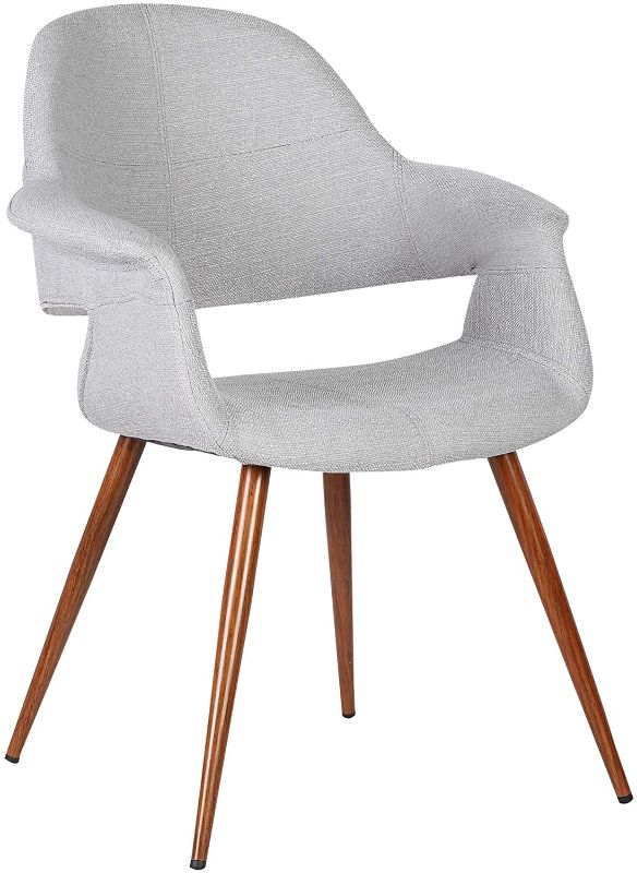 Photo 1 of Armen Living Phoebe Dining Chair in Grey Fabric and Walnut Wood Finish
