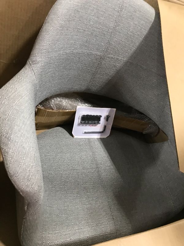 Photo 1 of Armen Living Phoebe Dining Chair in Grey Fabric and Walnut Wood Finish
