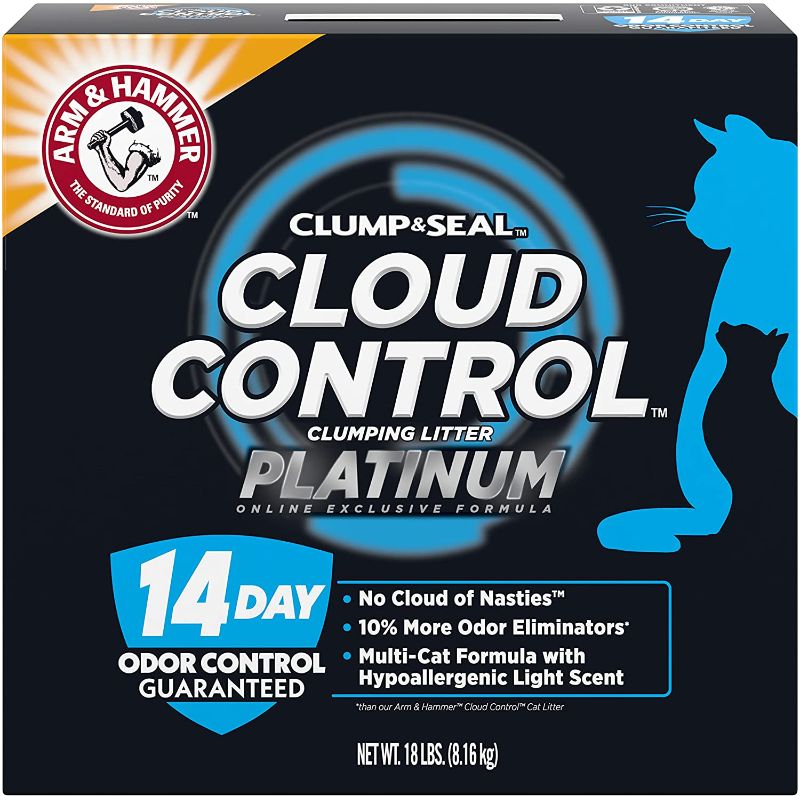Photo 1 of Arm & Hammer Cloud Control Platinum Multi-Cat Clumping Cat Litter with Hypoallergenic Light Scent, 14 Days of Odor Control, 18 lbs--- 2 pack
