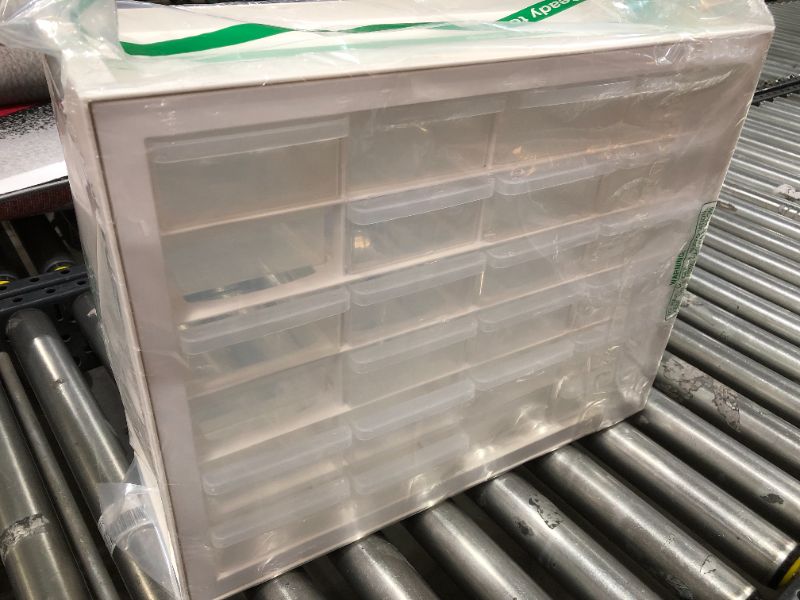 Photo 2 of 16 X 19 INCH PLASTIC STORAGE BIN WITH CLEAR DRAWERS, WHITE