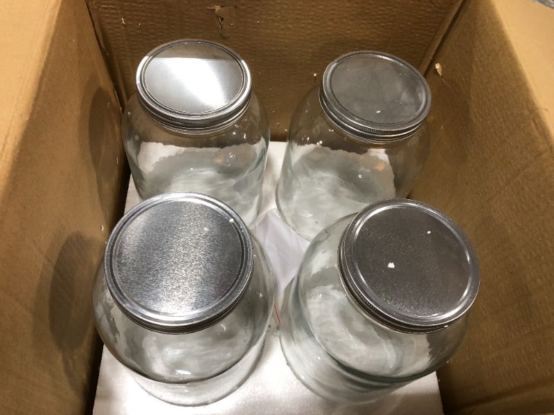 Photo 2 of 4 Pack - 1 Gallon Glass Jars with Lids Food Storage Jars with Airtight Lids Leak Proof Wide Mouth Glass Canisters Kitchen Jars
