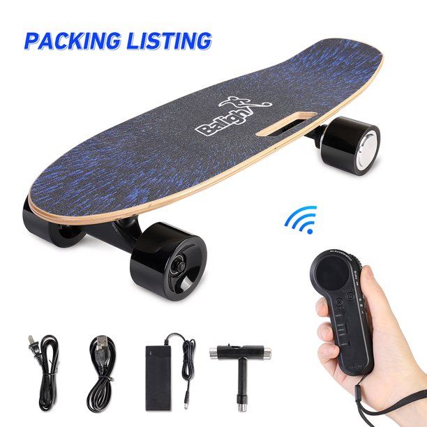 Photo 1 of Balight H2S-01 Electric Skateboard, 12 MPH Top Speed, 350W Singal Motor, 6 Miles Max Range, Maximum Load 176 Lbs, 7 Layers Maple Longboard with Wireless Remote Control for Adult Youth
