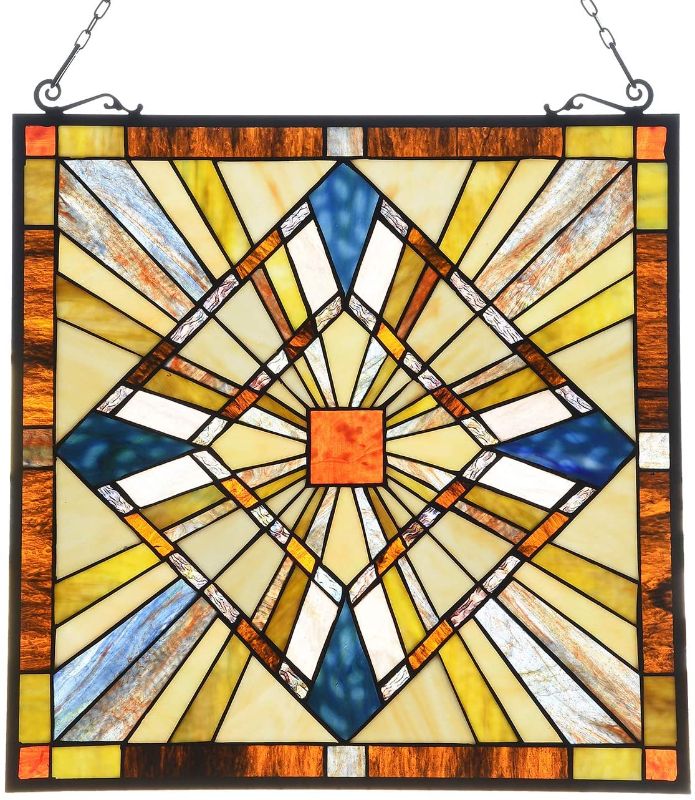 Photo 1 of Capulina Mission Style Stained Glass Window Hangings Panels 20" W x 20" H Excellent Handicrafts Suncatcher Parents Gifts for Home Decor
