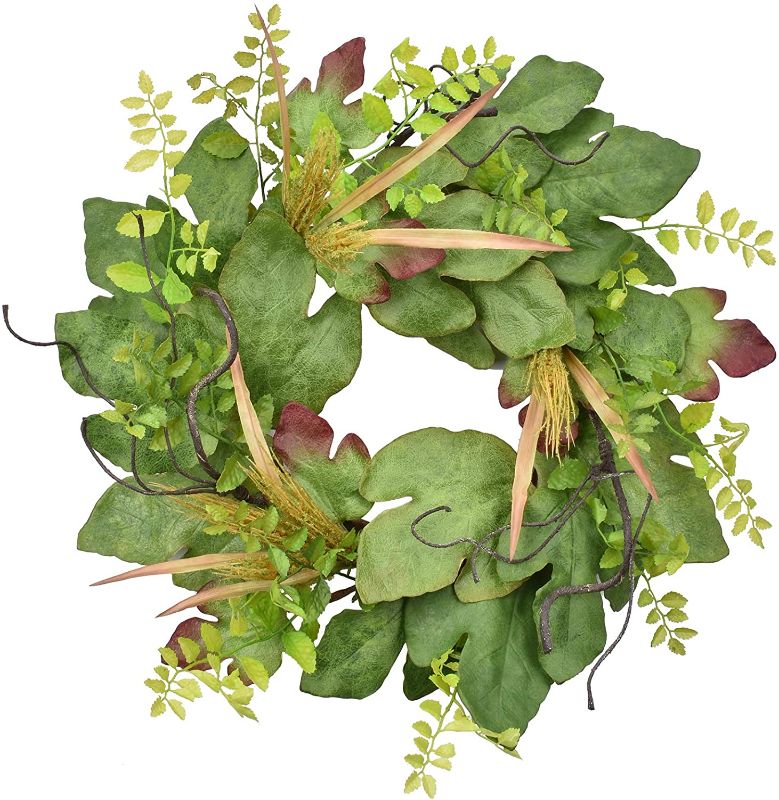 Photo 1 of ALLHANA Spring Green Wreath for Front Door, Artificial 22-24 Inch Summer Fig Leaves Door Wreaths for All Seasons Farmhouse Home Outdoor Holiday Wall Windows Decor