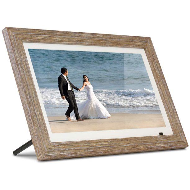 Photo 1 of Aluratek 13.3" Distressed Wood Digital Photo Frame with Interchangeable Frame, Brown
