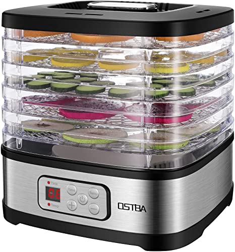 Photo 1 of OSTBA Food Dehydrator Machine Adjustable Temperature & 72H Timer, 5-Tray Dehydrators for Food and Jerky, Fruit, Dog Treats, Herbs, Snacks, LED Display, 240W Electric Food Dryer, Recipe Book
