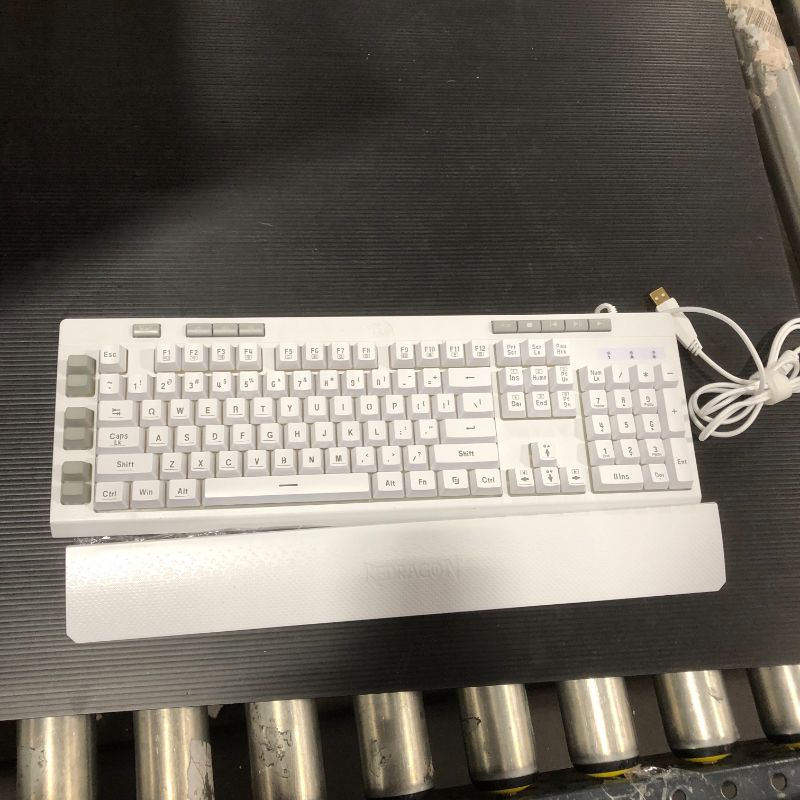 Photo 2 of Redragon K512 Shiva RGB Backlit Membrane Gaming Keyboard with Multimedia Keys, Linear Mechanical-Feel Switch, 6 Extra On-Board Macro Keys, Dedicated Media Control, Detachable Wrist Rest, White
