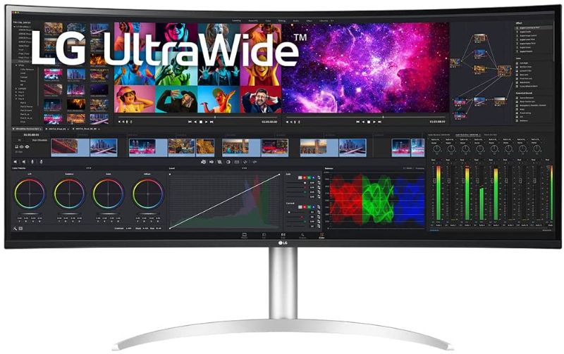 Photo 1 of LG 40WP95C-W 40” UltraWide Curved WUHD (5120 x 2160) 5K2K Nano IPS Display, DCI-P3 98% (Typ.) with HDR10, Thunderbolt 4 with 96W PD, 3-Side Virtually Borderless Design Tilt/Height/Swivel Stand
