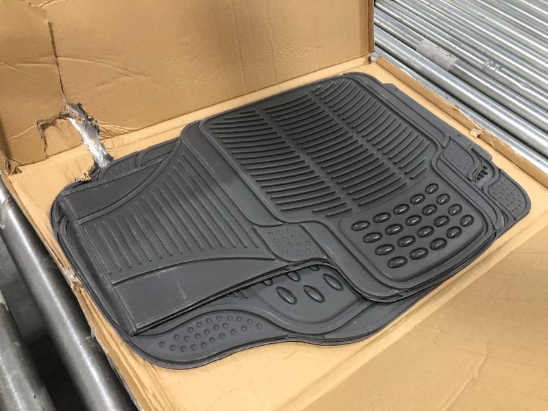 Photo 2 of BDK Original ProLiner 3 Piece Heavy Duty Front & Rear Rubber Floor Mats for Car SUV Van & Truck, Gray - All Weather Floor Protection with Universal Fit Design
