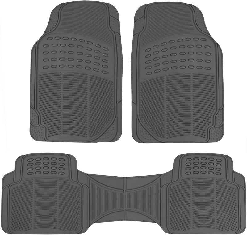 Photo 1 of BDK Original ProLiner 3 Piece Heavy Duty Front & Rear Rubber Floor Mats for Car SUV Van & Truck, Gray - All Weather Floor Protection with Universal Fit Design
