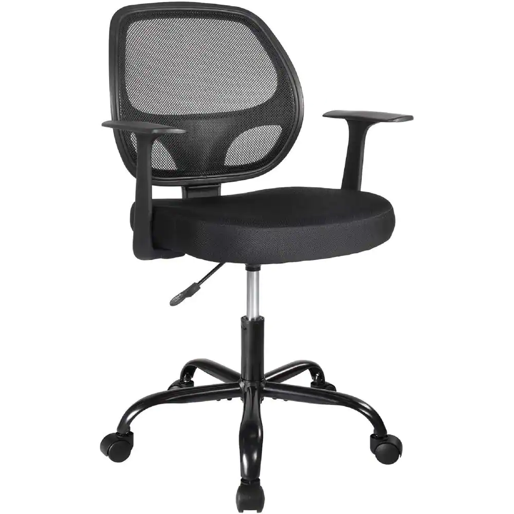 Photo 1 of Black Office Task Desk Chair Swivel Home Comfort Chairs with Flip-up Arms and Adjustable Height
