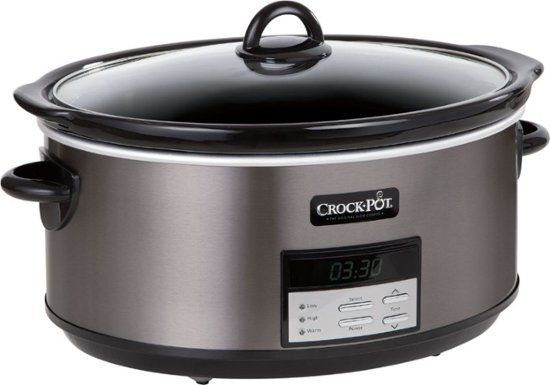 Photo 1 of Crock-Pot - 8-Quart Slow Cooker - Black Stainless
