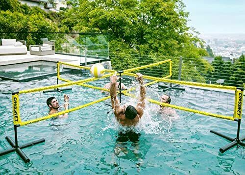 Photo 1 of CROSSNET H2O | Four-Way Volleyball Net Pool Game | Best Pool Toy for Adults, Kids, and Families | Spring & Summer Outdoor Games
