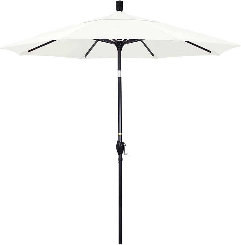 Photo 1 of California Umbrella 7.5' Round Aluminum Market Umbrella, Crank Lift, Push Button Tilt, Black Pole, Sunbrella Canvas
