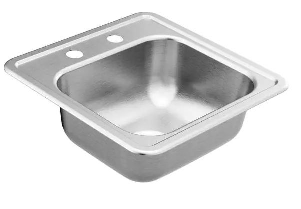 Photo 1 of 2000 Series Stainless Steel 15 in. 2-Hole Single Bowl Drop-In Kitchen Sink
