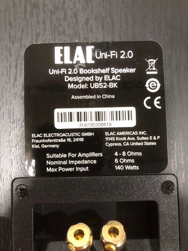 Photo 5 of ELAC Uni-Fi 2.0 UB52 Bookshelf Speakers (Pair), Black (UB52-BK)
