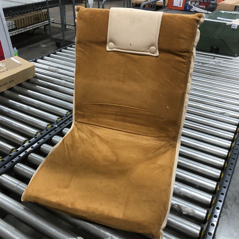 Photo 2 of bonVIVO II Portable Floor Chair with Back Support - Adults & Kids Floor Seat for Meditation and Gaming - Beige & Cognac
