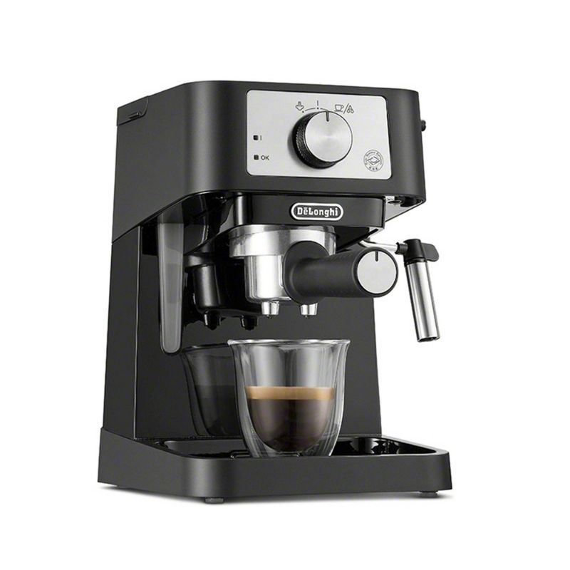 Photo 1 of De'Longhi Stilosa Manual Espresso Machine, Latte & Cappuccino Maker, 15 Bar Pump Pressure + Manual Milk Frother Steam Wand, Black / Stainless, EC260BK
