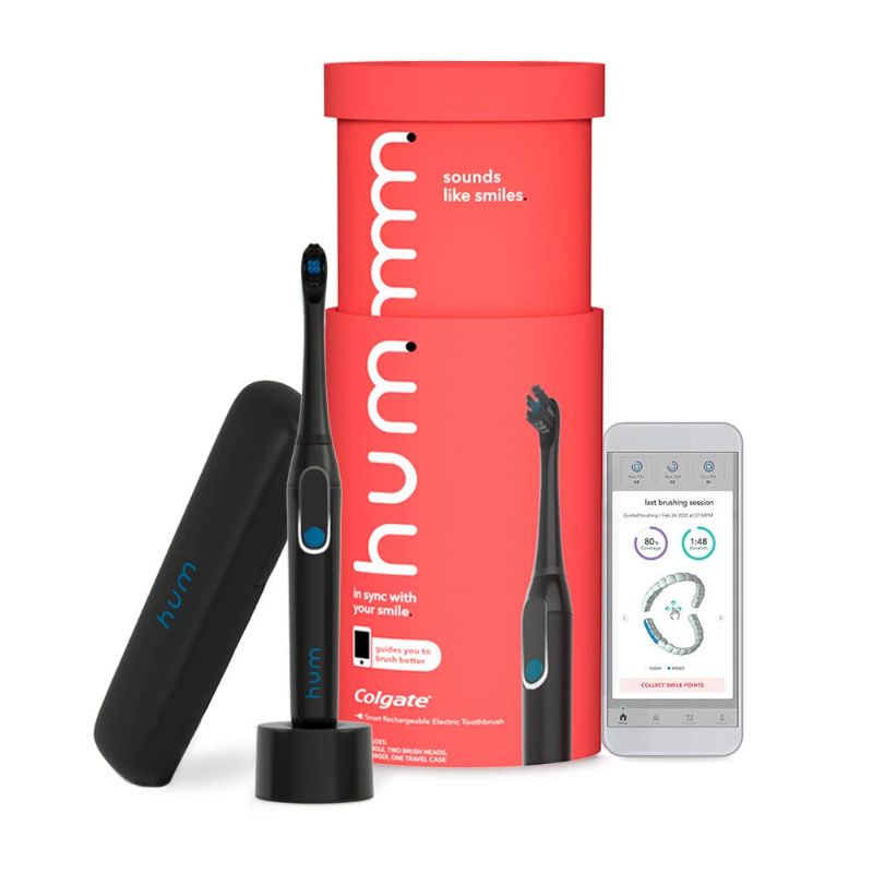 Photo 1 of hum by Colgate Black Electric Toothbrush for Adults, Rechargeable Smart Sonic Toothbrush, Black
