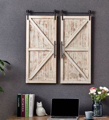 Photo 1 of Carriage Farmhouse Barn Door Wall Plaque Set White - FirsTime

