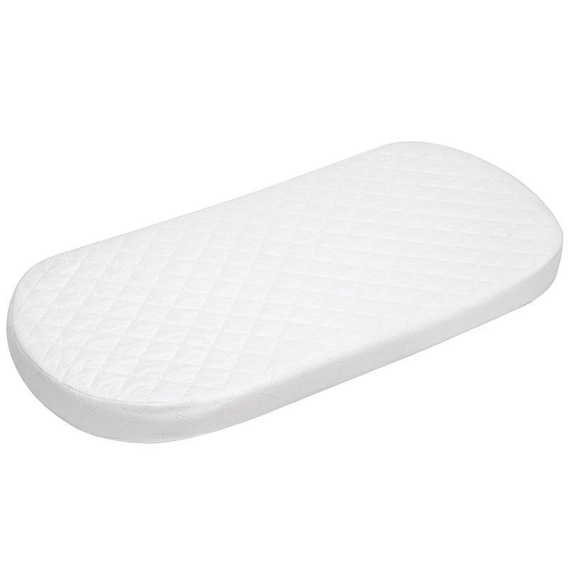 Photo 1 of Big Oshi Baby Bassinet Mattress - 15" x 30" x 2" - Waterproof Exterior - Thick, Soft, Breathable Foam Interior - Oval Shaped, Comfy, Padded Design, Also Fits Portable Bassinets
