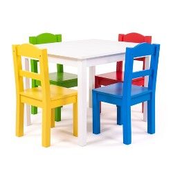 Photo 1 of 5pc Forever Kids' Wood Table and 4 Chair Set - Humble Crew, COLOR DIFFERS FROM STOCK PHOTO

