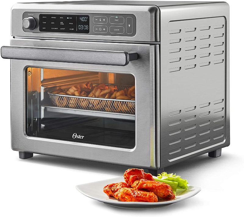 Photo 1 of Oster Digital Air Fryer Oven with RapidCrisp, Stainless Steel, 12-Function Countertop Oven with Convection
