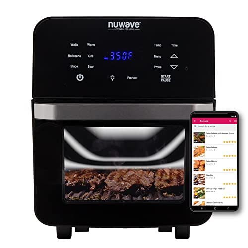 Photo 1 of NUWAVE Brio Air Fryer Smart Oven, 15.5-Qt X-Large Family Size, Countertop Convection Rotisserie Grill Combo, SS Rotisserie Basket & Skewer Kit, Reversible Ultra Non-Stick Grill Griddle Plate Included
