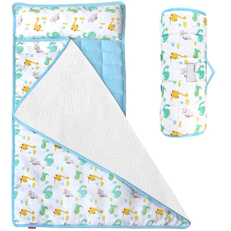 Photo 1 of Moonsea Nap Mat for Toddlers Dinosaur with Removable Pillow and Fleece Minky Blanket, Lightweight Perfect for Kids Preschool, Daycare, Travel Sleeping Bag Boys Girls, 21" x 50" Fit on a Standard Cot
