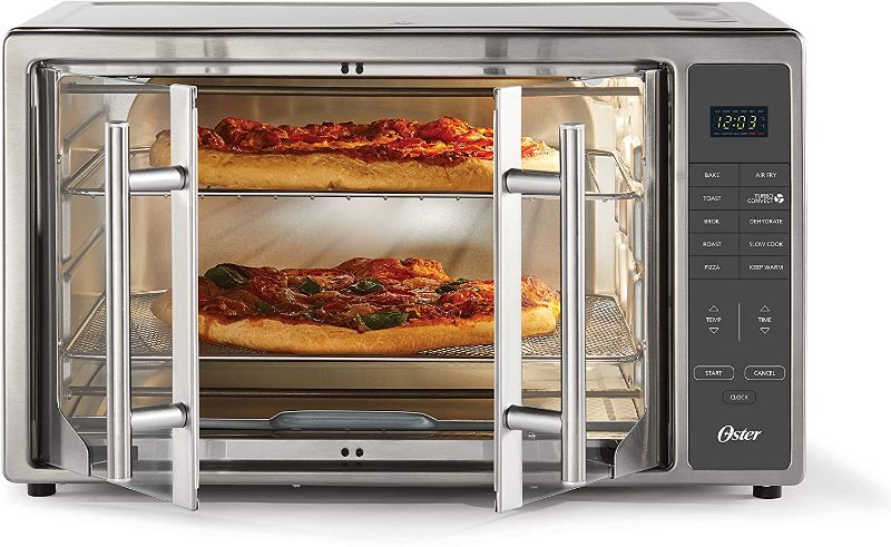 Photo 1 of Oster Air Fryer Countertop Toaster Oven, French Door and Digital Controls,Stainless Steel, Extra Large, 42 L
