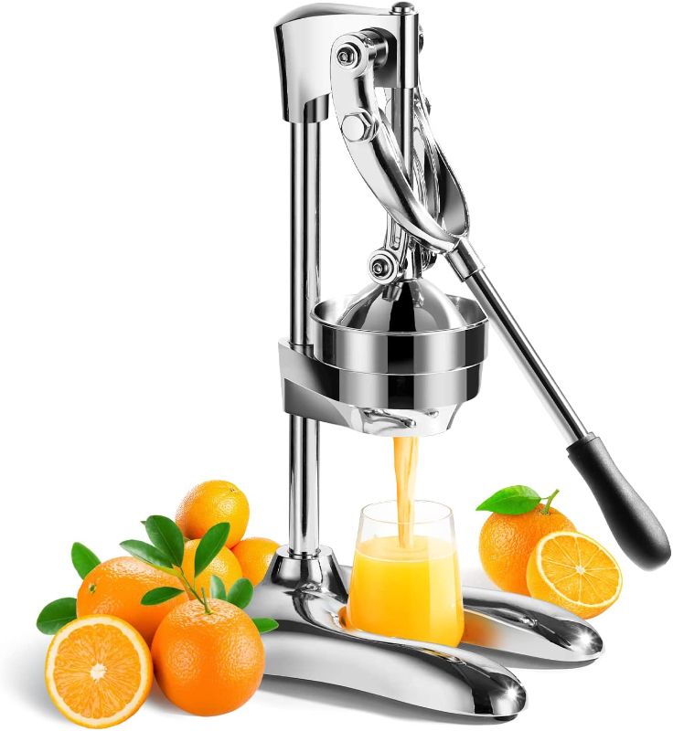 Photo 1 of Citrus Juicer Squeezer - Manual Citrus Press and Orange Squeezer -Juicer Hand Press - Lemon Juice Lime Juicer Stainless Steel - Professional Fruit Juicer - Premium Quality Heavy Duty - Easy to Clean (XL, Silver)
