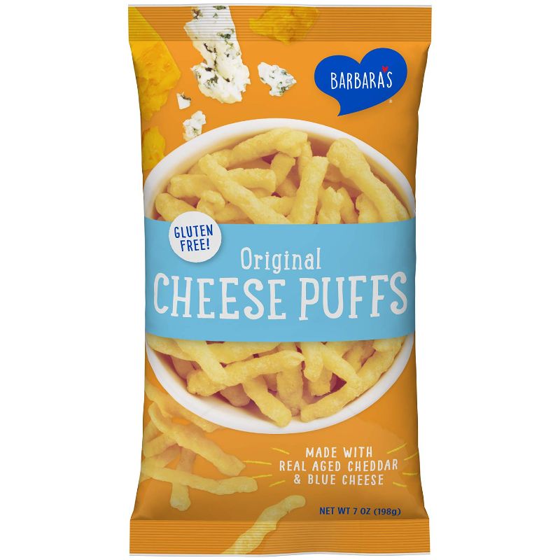 Photo 1 of Barbara's Original Cheese Puffs, Gluten Free, Real Aged Cheese, 7 Ounce (Pack of 12) exp 09/2021
