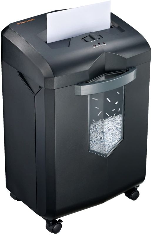 Photo 1 of Bonsaii Updated 60-Minute Heavy-Duty Micro-Cut Paper Shredder, 14-Sheet Shredding Capacity for Office and Home Use, Destroys Credit Card/Staples/Clips, 6-Gallon Pullout Wastebasket, Black (C149-D)
