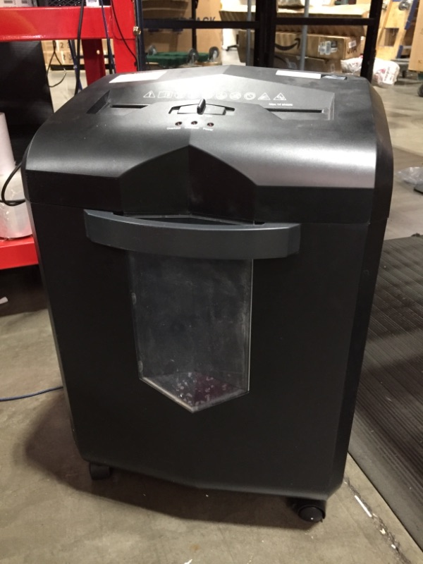 Photo 1 of Bonsaii Updated 60-Minute Heavy-Duty Micro-Cut Paper Shredder, 14-Sheet Shredding Capacity for Office and Home Use, Destroys Credit Card/Staples/Clips, 6-Gallon Pullout Wastebasket, Black (C149-D)
